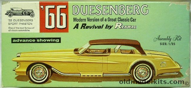 Renwal 1/25 1966 Duesenberg Modern Classic Revival, 103-198 plastic model kit